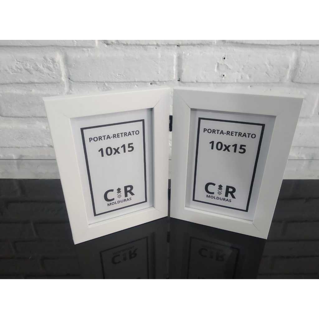 Porta Retrato Articulado Decorativo com 2 fotos 10x15cm e Vidro