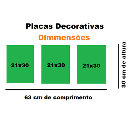 Kit 3 Peças Quadro Decorativo de Parede
