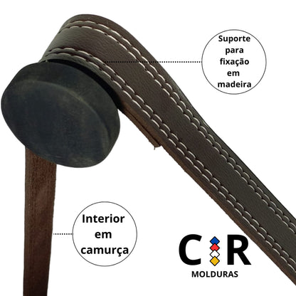 Espelho Redondo Decorativo com Alça de Couro 40cm 50cm 60cm para Sala Banheiro Quarto + Suporte