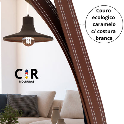 Espelho Redondo Decorativo com Alça de Couro 40cm 50cm 60cm para Sala Banheiro Quarto + Suporte