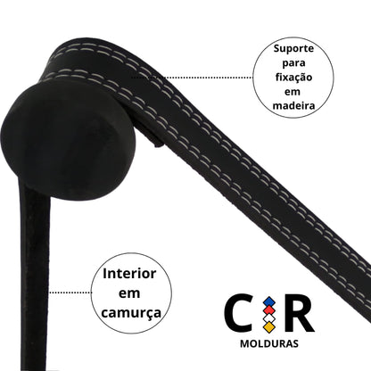 Espelho Decorativo Redondo 60cm Adnet C/ Alça em Couro Ecológico + 5 Anos de garantia