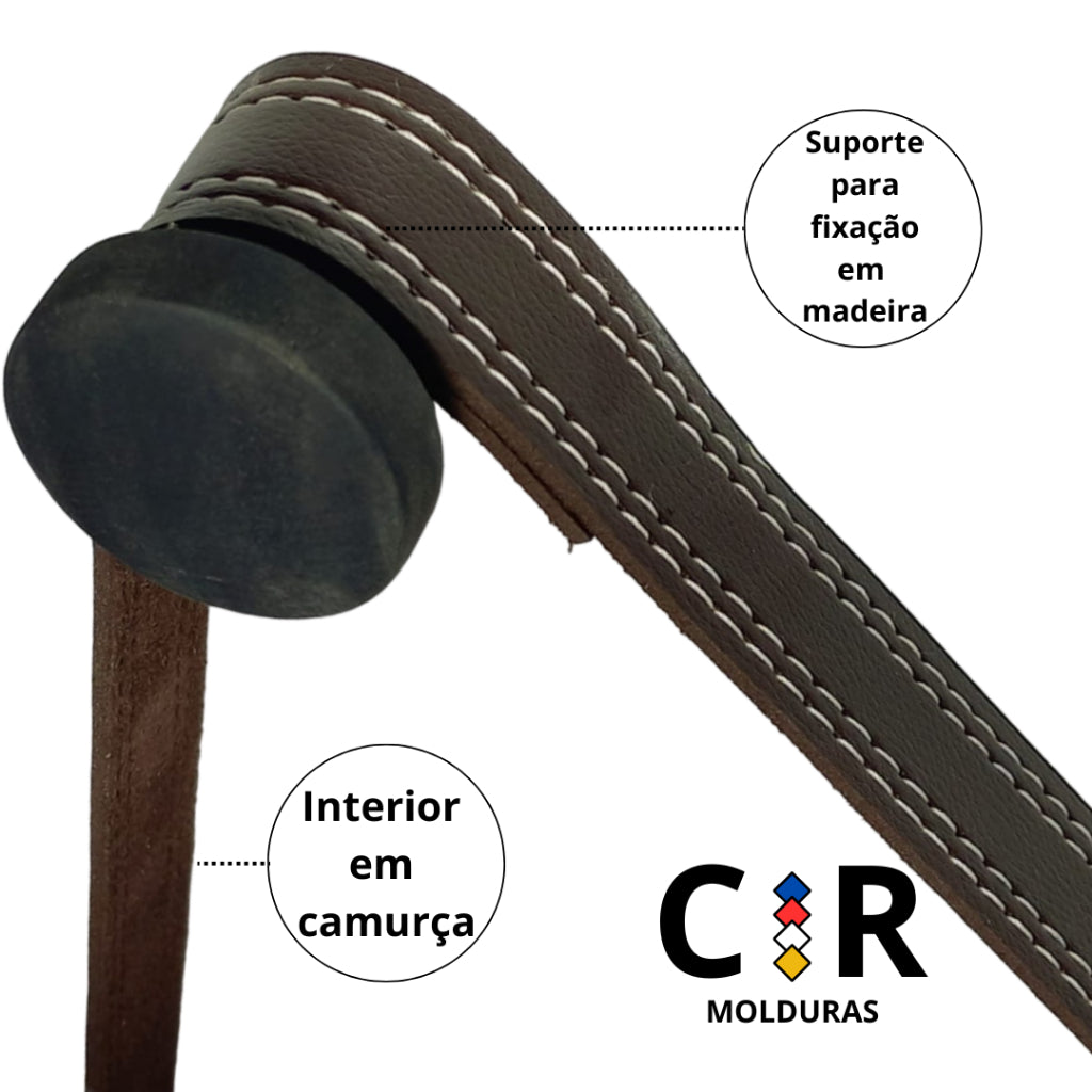 Espelho Decorativo Redondo 60cm Adnet C/ Alça em Couro Ecológico + 5 Anos de garantia