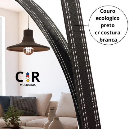 Espelho Decorativo Redondo 60cm Adnet C/ Alça em Couro Ecológico + 5 Anos de garantia