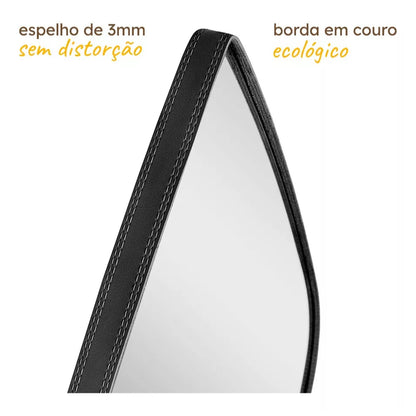 Espelho Gota  50x70 C/ moldura em Couro Ecológico