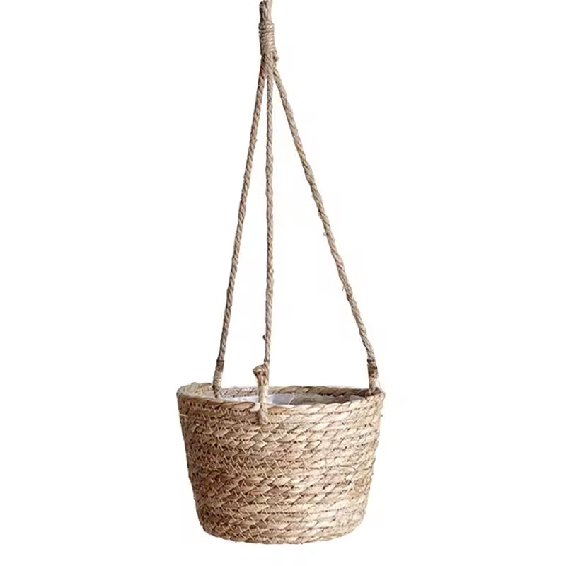 Cesto Suspenso de Macramê para Plantas, Vaso de Juta Trançado, Suporte para Plantas e Decoração