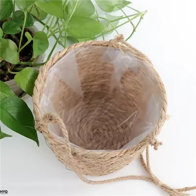 Cesto Suspenso de Macramê para Plantas, Vaso de Juta Trançado, Suporte para Plantas e Decoração