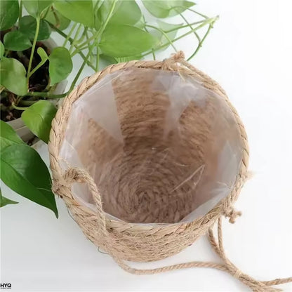 Cesto Suspenso de Macramê para Plantas, Vaso de Juta Trançado, Suporte para Plantas e Decoração