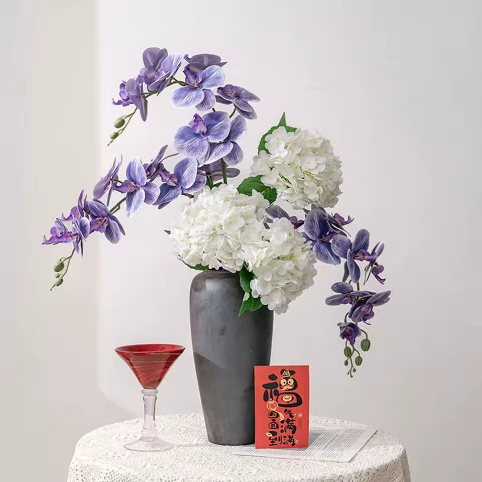 Ramo Floral Permanente de Orquídea Phalaenopsis com 9 Hastes Flor de Seda Toque real, Para decoração