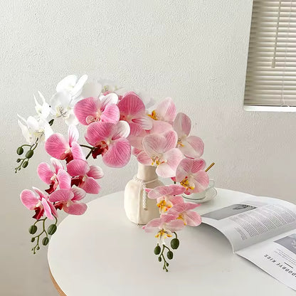 Ramo Floral Permanente de Orquídea Phalaenopsis com 9 Hastes Flor de Seda Toque real, Para decoração