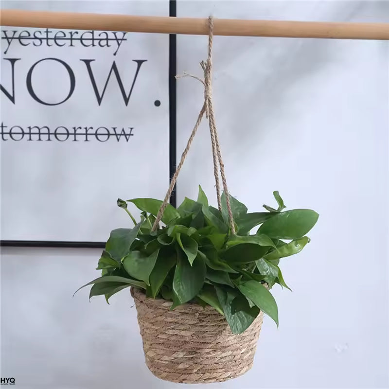 Cesto Suspenso de Macramê para Plantas, Vaso de Juta Trançado, Suporte para Plantas e Decoração