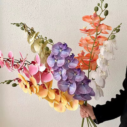 Ramo Floral Permanente de Orquídea Phalaenopsis com 9 Hastes Flor de Seda Toque real, Para decoração