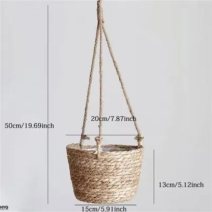 Cesto Suspenso de Macramê para Plantas, Vaso de Juta Trançado, Suporte para Plantas e Decoração