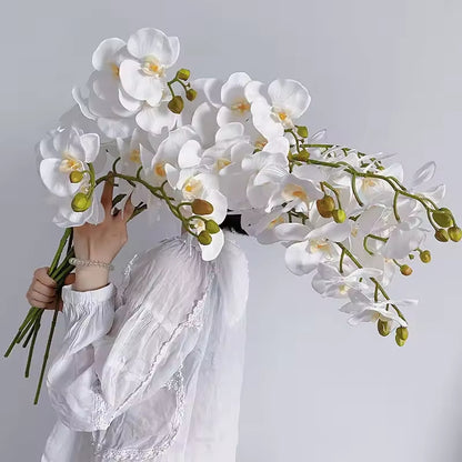 Ramo Floral Permanente de Orquídea Phalaenopsis com 9 Hastes Flor de Seda Toque real, Para decoração