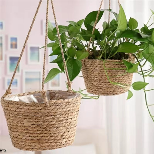 Cesto Suspenso de Macramê para Plantas, Vaso de Juta Trançado, Suporte para Plantas e Decoração