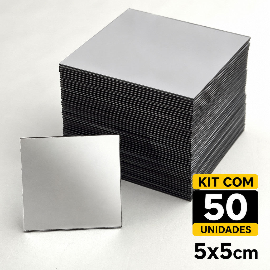 Kit 50 Espelhos 5x5cm Para Artesanato Decoração