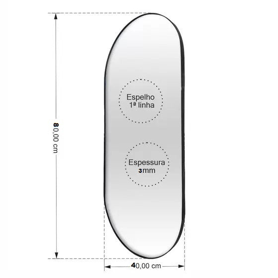 Kit 2 Espelho Decorativo Capsula 40x80cm  C/ Couro Ecológico