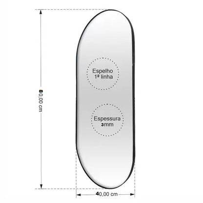 Kit 2 Espelho Decorativo Capsula 40x80cm  C/ Couro Ecológico