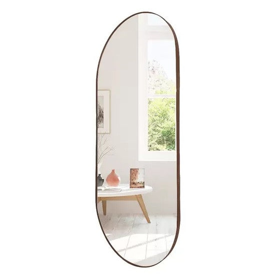 Kit 2 Espelho Decorativo Capsula 40x80cm  C/ Couro Ecológico