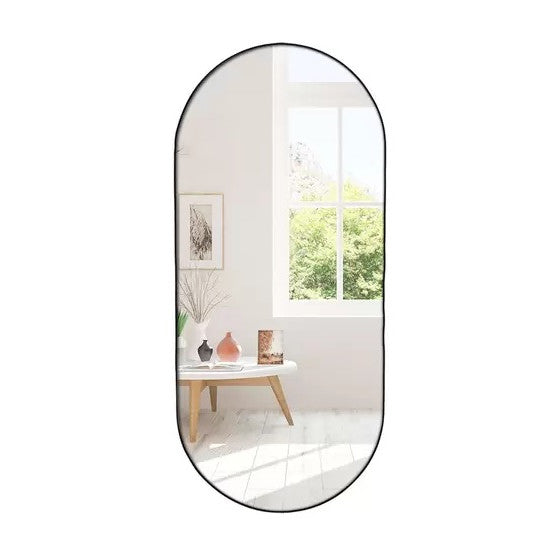Kit 2 Espelho Decorativo Capsula 40x80cm  C/ Couro Ecológico