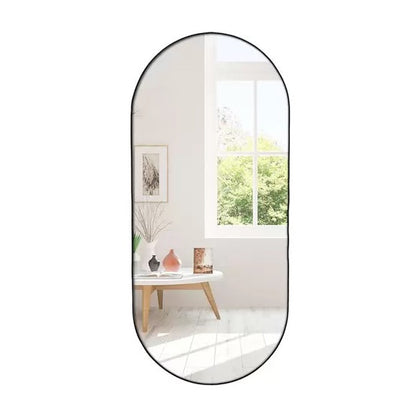Kit 2 Espelho Decorativo Capsula 40x80cm  C/ Couro Ecológico
