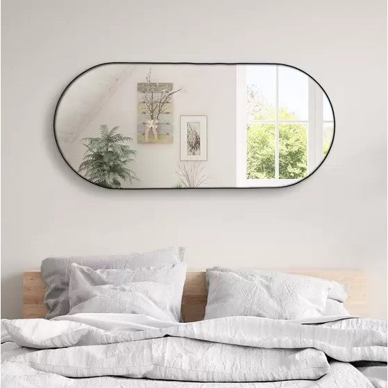 Kit 2 Espelho Decorativo Capsula 40x60cm  C/ Couro Ecológico