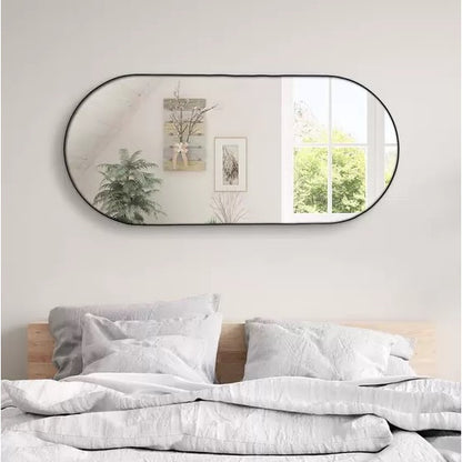 Kit 2 Espelho Decorativo Capsula 40x60cm  C/ Couro Ecológico