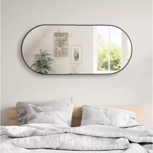 Kit 2 Espelho Decorativo Capsula 40x60cm  C/ Couro Ecológico