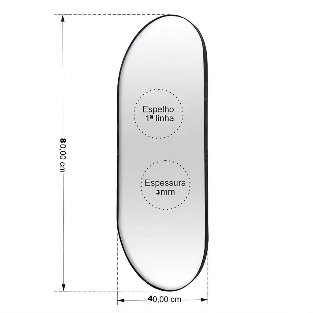Kit 2 Espelho Decorativo Capsula 40x80cm  C/ Couro Ecológico